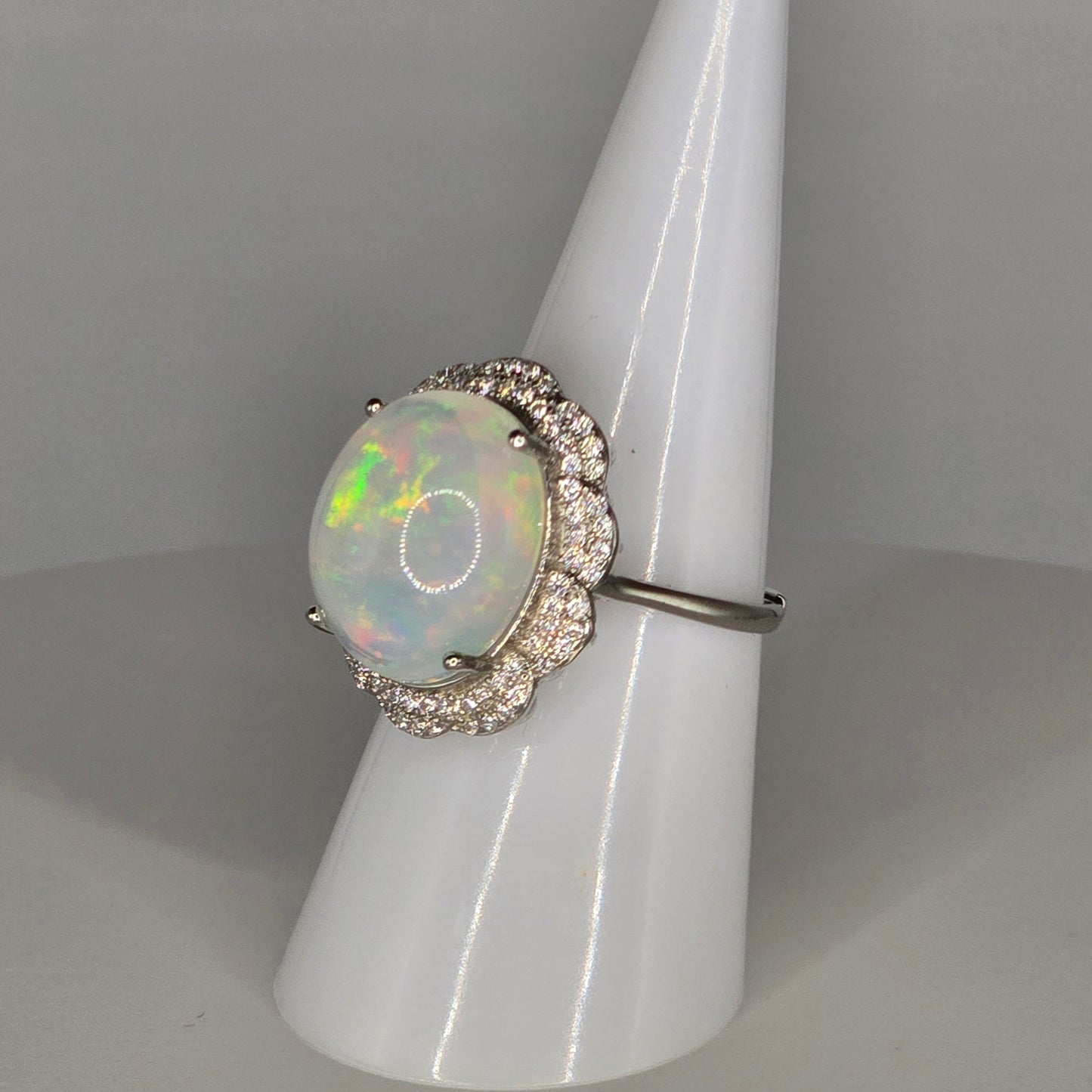 Aurora Bloom Halo Opal Adjustable Ring