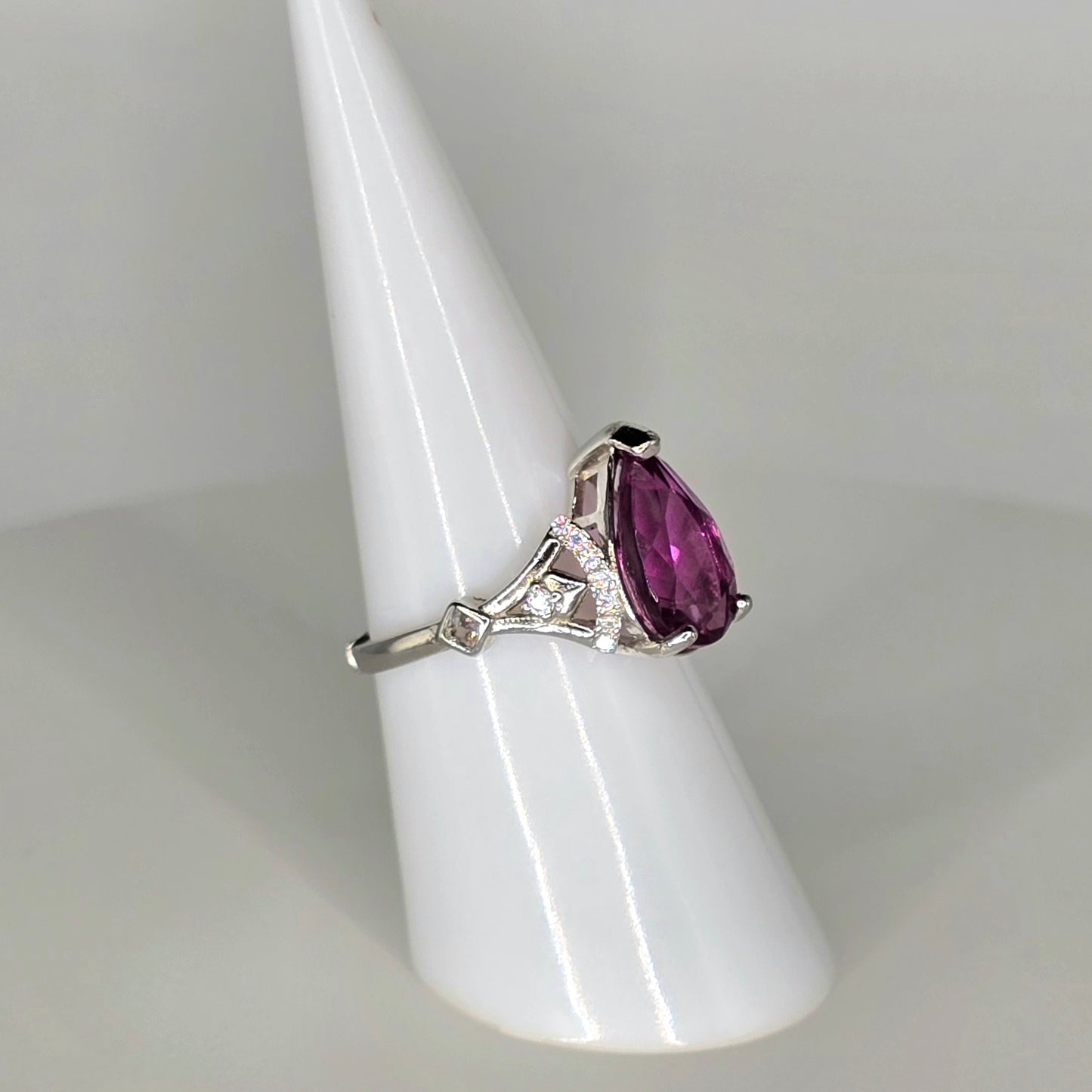 Pink Flame Brazil Pink Fluorite Adjustable Silver Ring