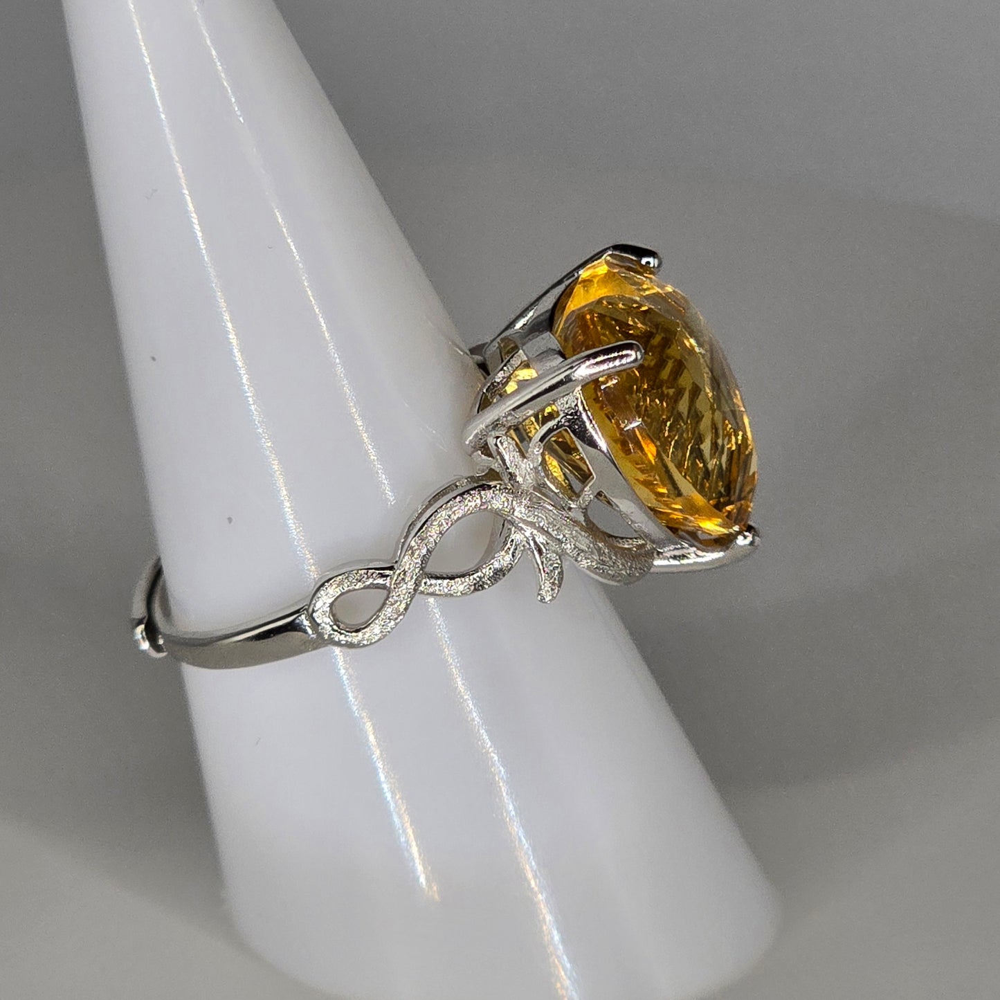 Golden Flame Brazil Citrine Adjustable Ring