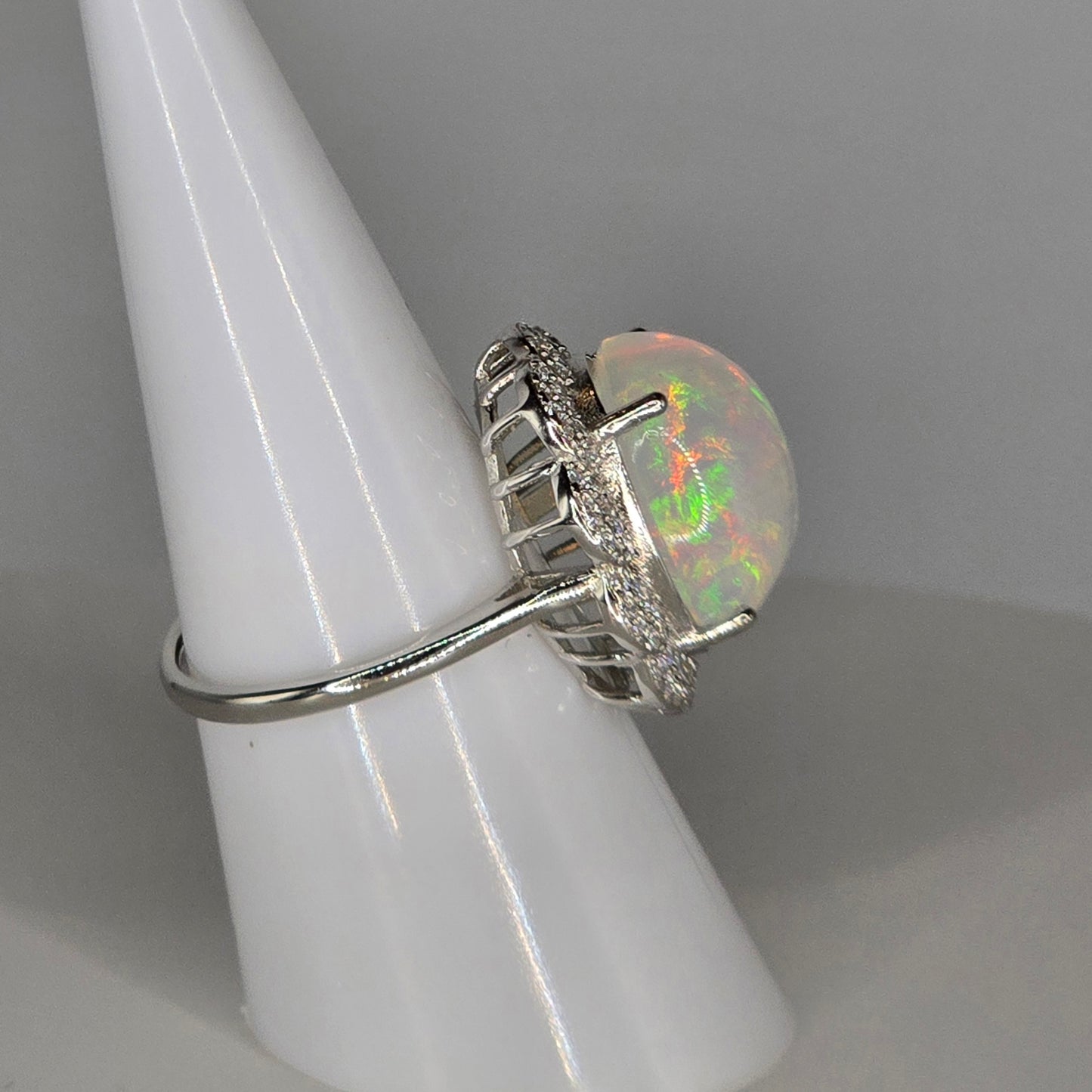 Aurora Bloom Halo Opal Adjustable Ring