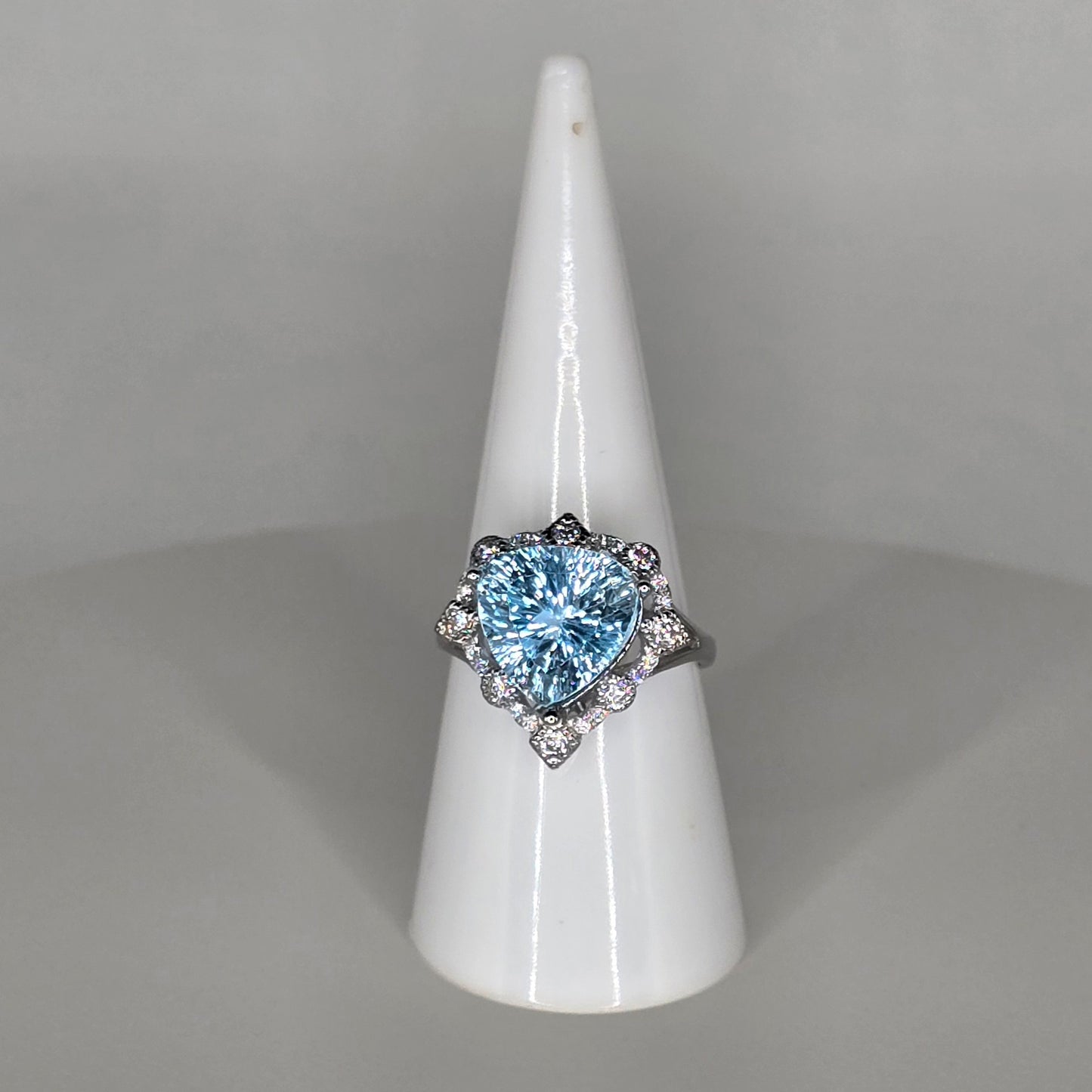 Frozen Heart Topaz Adjustable Silver Ring