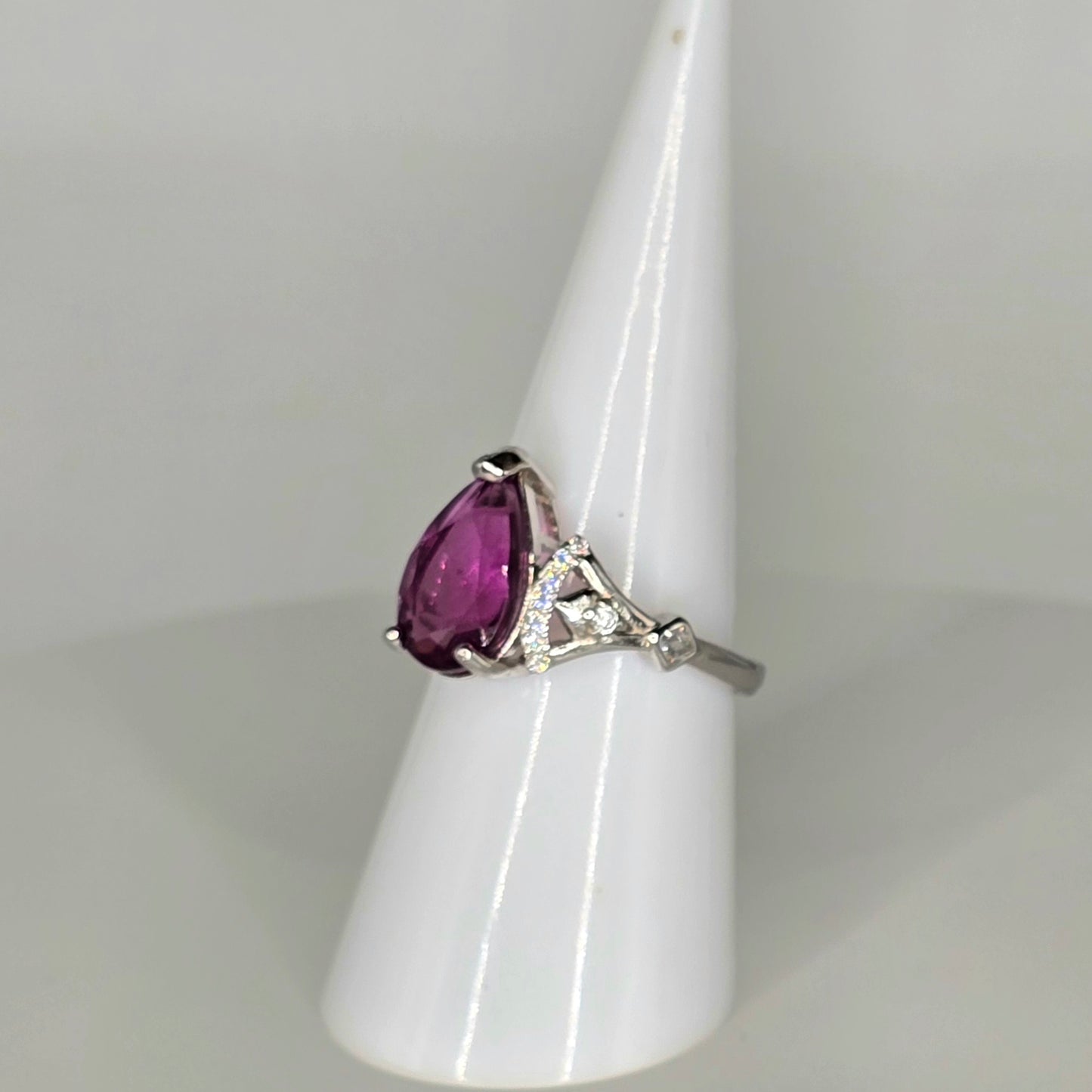 Pink Flame Brazil Pink Fluorite Adjustable Silver Ring