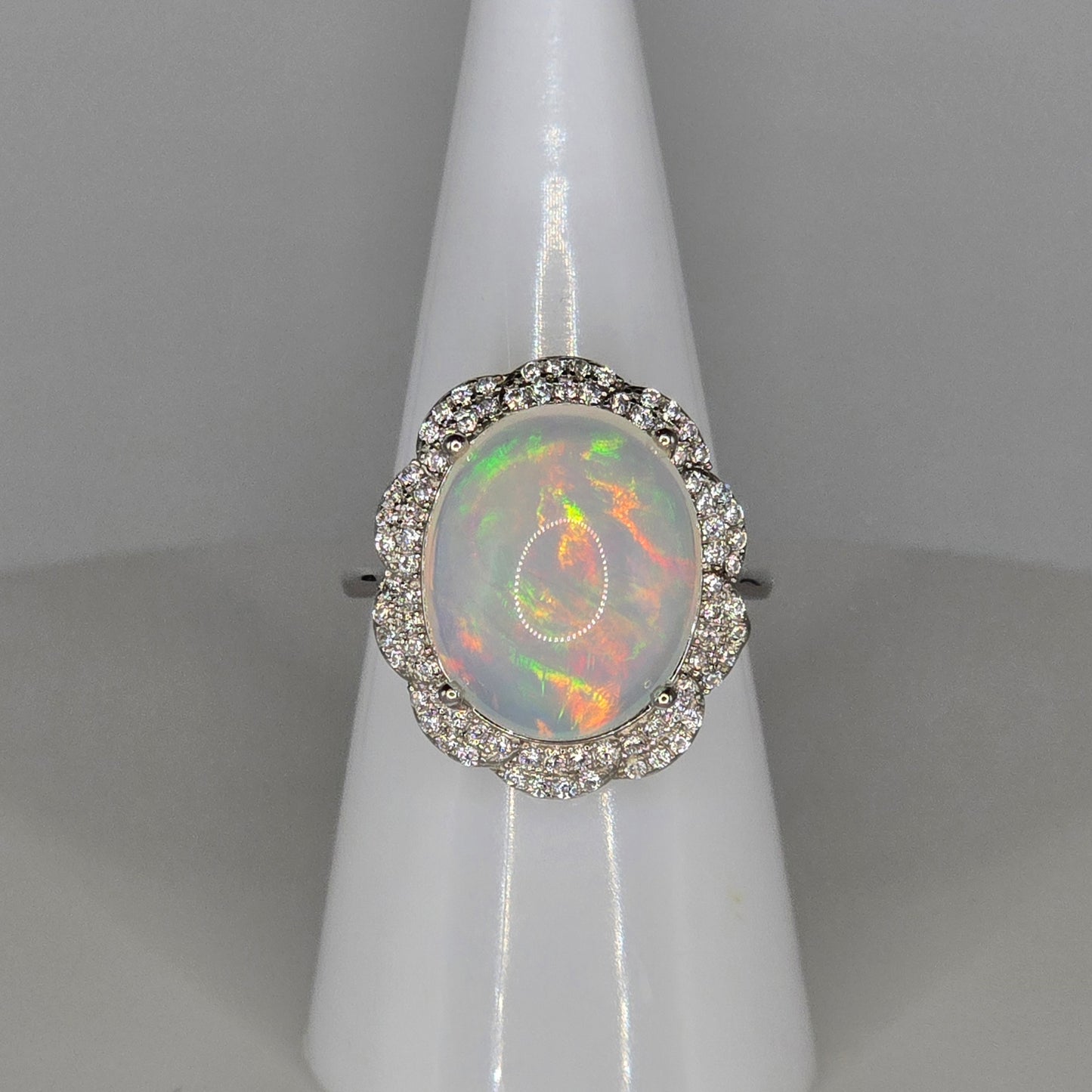Aurora Bloom Halo Opal Adjustable Ring