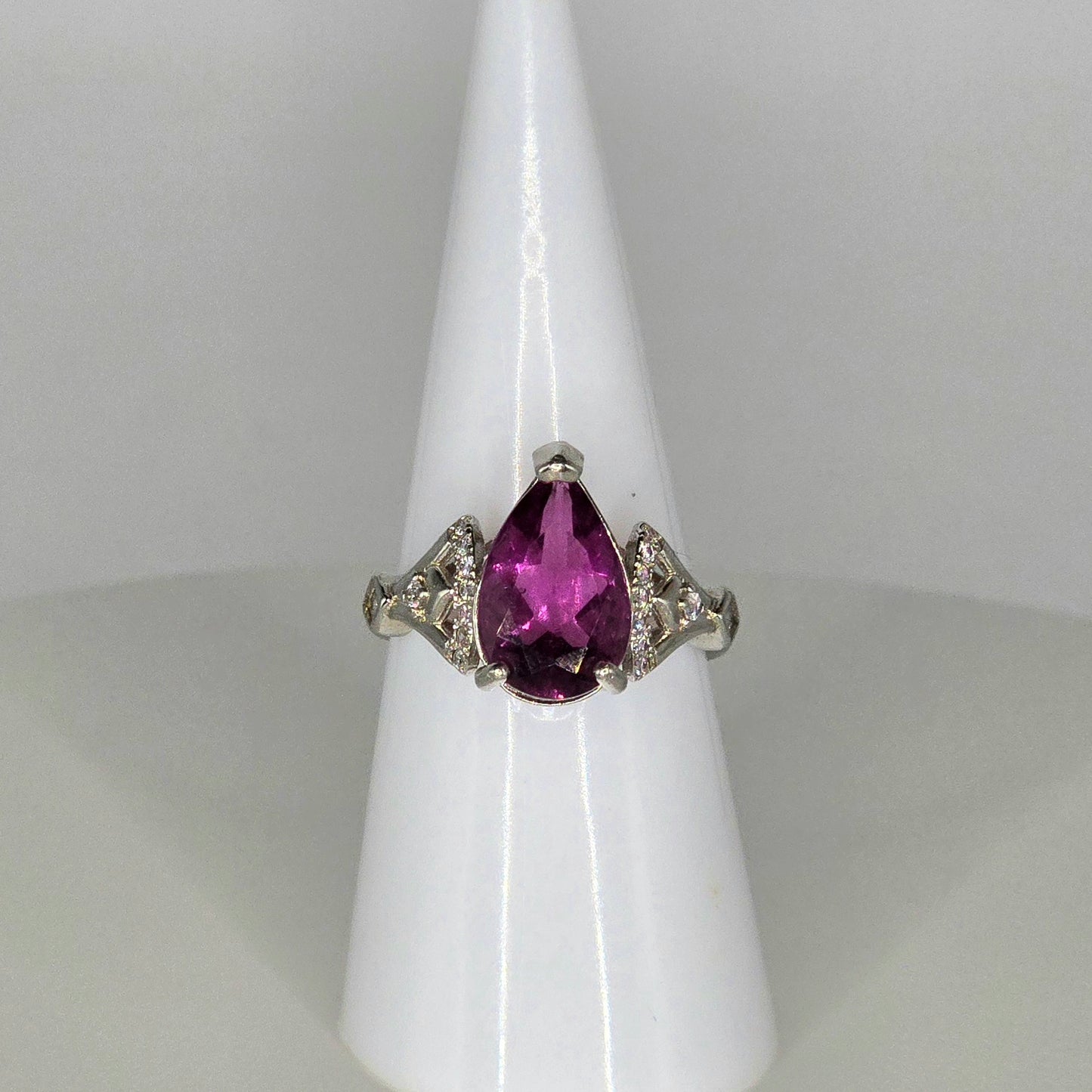 Pink Flame Brazil Pink Fluorite Adjustable Silver Ring