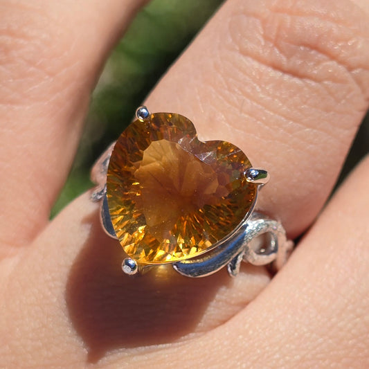 Golden Flame Brazil Citrine Adjustable Ring