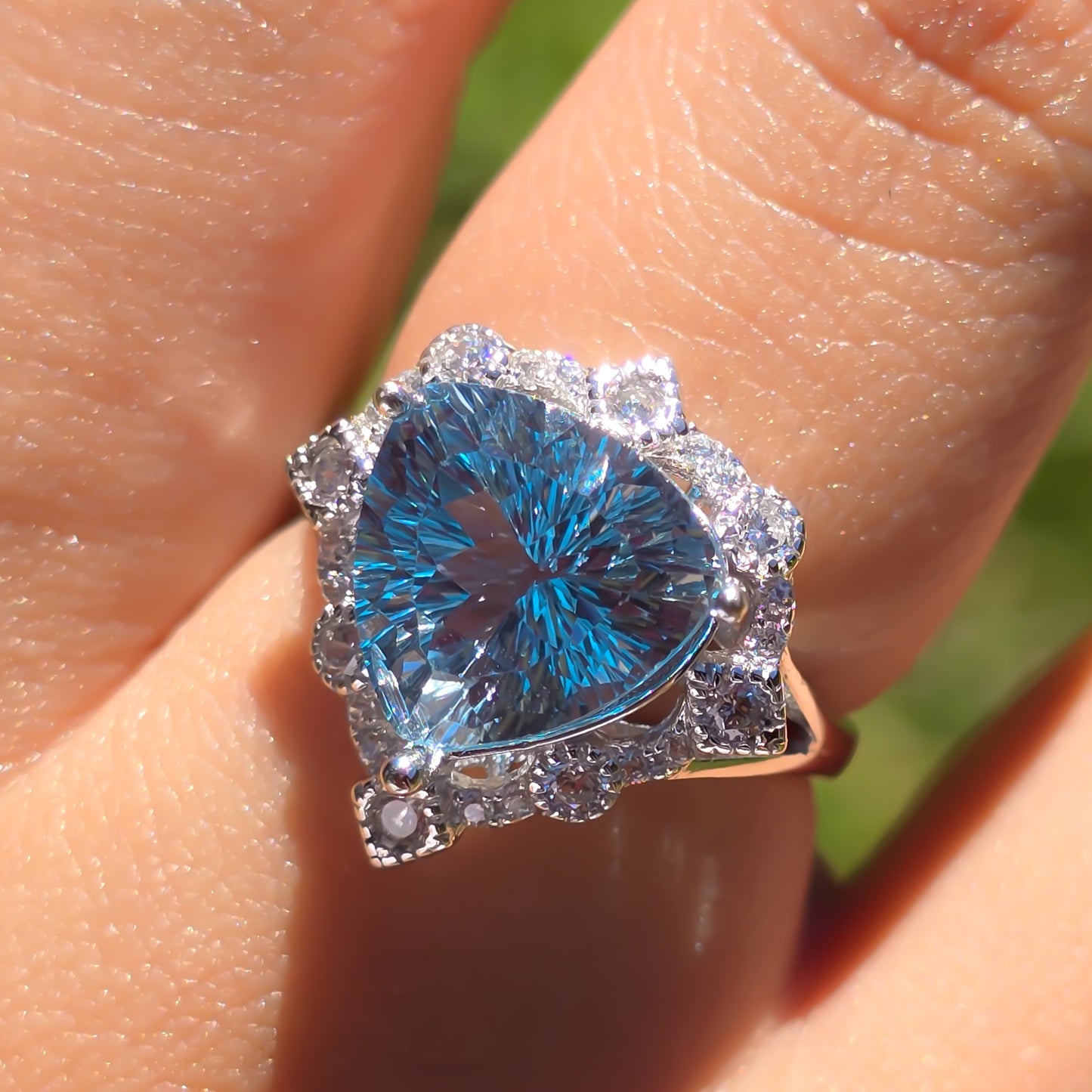 Frozen Heart Topaz Adjustable Silver Ring