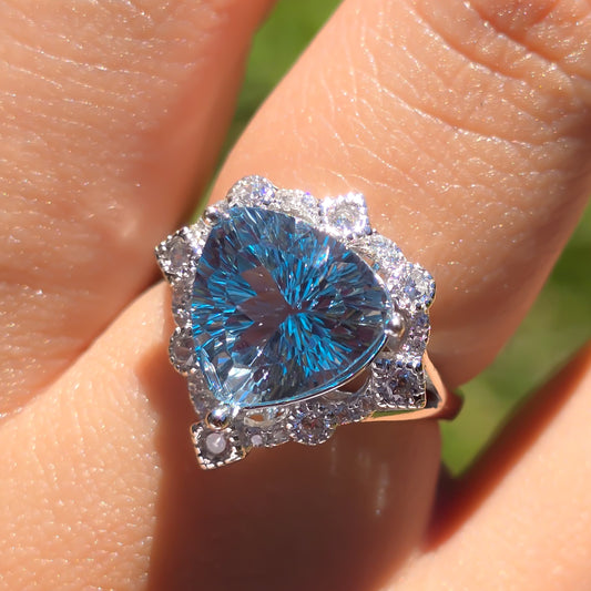 Frozen Heart Topaz Adjustable Silver Ring