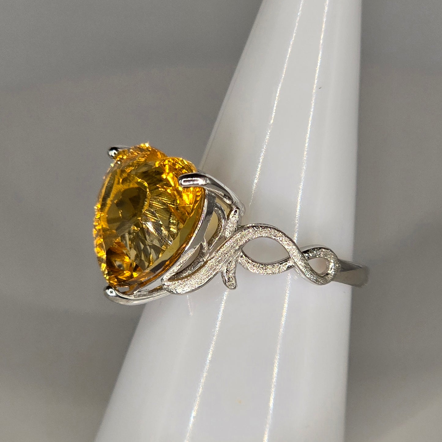 Golden Flame Brazil Citrine Adjustable Ring