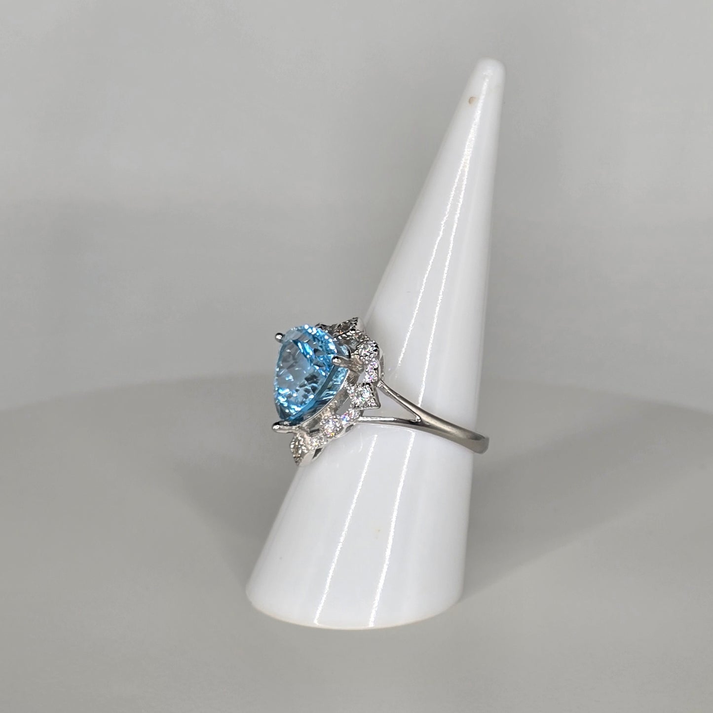 Frozen Heart Topaz Adjustable Silver Ring