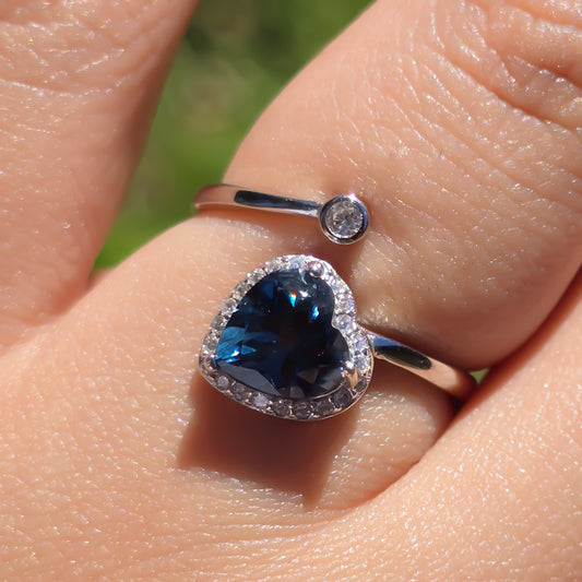 Blue Hour London Blue Topaz Adjustable Ring